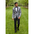 Couture 1910 Stretch 1-Button Grey with Black Shawl Lapel Coat and Contrasting Black Pants